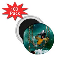 Funny Pirate Parrot With Hat 1 75  Magnets (100 Pack)  by FantasyWorld7