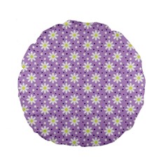 Daisy Dots Lilac Standard 15  Premium Flano Round Cushions by snowwhitegirl