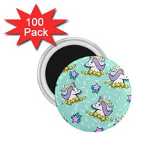 Magical Happy Unicorn And Stars 1 75  Magnets (100 Pack)  by Bigfootshirtshop