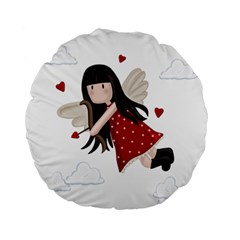 Cupid Girl Standard 15  Premium Flano Round Cushions by Valentinaart