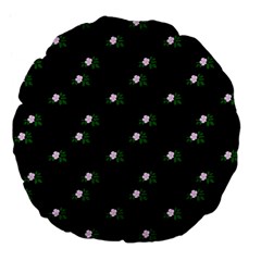 Pink Flowers On Black Big Large 18  Premium Flano Round Cushions by snowwhitegirl