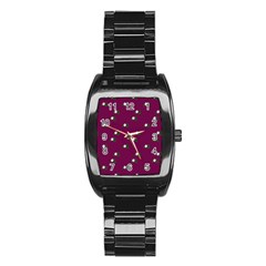 Pink Flowers Magenta Big Stainless Steel Barrel Watch by snowwhitegirl