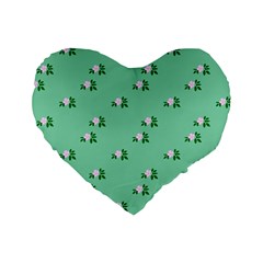Pink Flowers Green Big Standard 16  Premium Heart Shape Cushions by snowwhitegirl