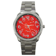 Background Valentine S Day Love Sport Metal Watch by Nexatart