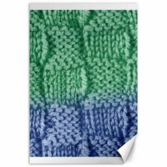 Knitted Wool Square Blue Green Canvas 24  X 36  by snowwhitegirl