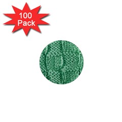 Knitted Wool Square Green 1  Mini Magnets (100 Pack)  by snowwhitegirl