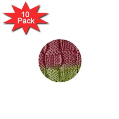 Knitted Wool Square Pink Green 1  Mini Buttons (10 Pack)  by snowwhitegirl