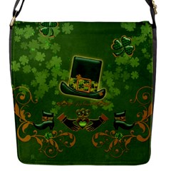 Happy St  Patrick s Day With Clover Flap Messenger Bag (s) by FantasyWorld7