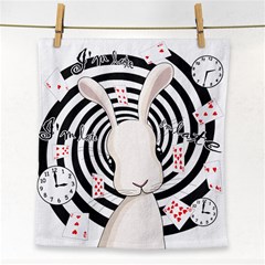 White Rabbit In Wonderland Face Towel by Valentinaart