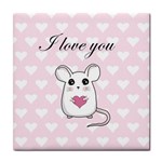 Cute mouse - Valentines day Tile Coasters Front