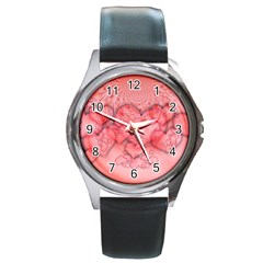 Heart Love Friendly Pattern Round Metal Watch by Nexatart