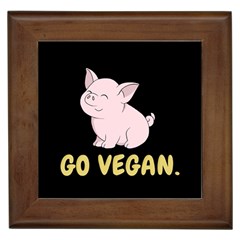 Go Vegan - Cute Pig Framed Tiles by Valentinaart