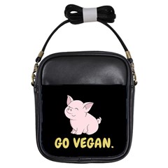 Go Vegan - Cute Pig Girls Sling Bags by Valentinaart