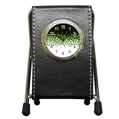 Flat Tech Camouflage Reverse Green Pen Holder Desk Clocks by jumpercat