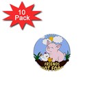 Friends Not Food - Cute Pig and Chicken 1  Mini Buttons (10 pack)  Front