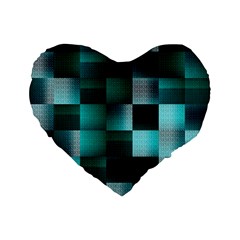 Background Squares Metal Green Standard 16  Premium Flano Heart Shape Cushions by Nexatart