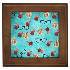 Vintage Glasses Blue Framed Tiles by snowwhitegirl