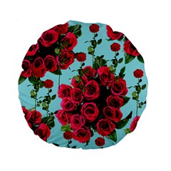 Roses Blue Standard 15  Premium Flano Round Cushions by snowwhitegirl