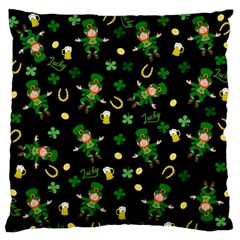 St Patricks Day Pattern Large Flano Cushion Case (two Sides) by Valentinaart