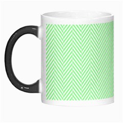    Classic Mint Green & White Herringbone Pattern Morph Mugs by PodArtist