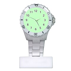    Classic Mint Green & White Herringbone Pattern Plastic Nurses Watch by PodArtist