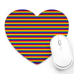 Horizontal Gay Pride Rainbow Flag Pin Stripes Heart Mousepads by PodArtist