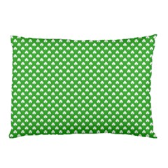 White Heart-shaped Clover On Green St  Patrick s Day Pillow Case by PodArtist