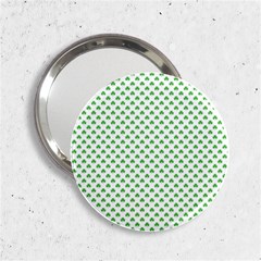 Green Heart-shaped Clover On White St  Patrick s Day 2 25  Handbag Mirrors by PodArtist