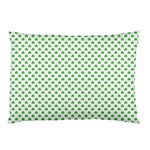 Green Heart-Shaped Clover on White St. Patrick s Day Pillow Case (Two Sides) Front