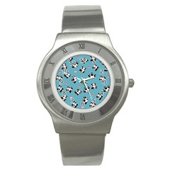 Panda Pattern Stainless Steel Watch by Valentinaart