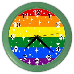 Sparkly Rainbow Flag Color Wall Clocks by Valentinaart