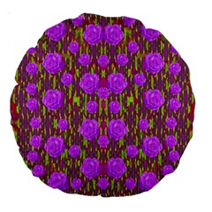 Roses Dancing On A Tulip Field Of Festive Colors Large 18  Premium Round Cushions by pepitasart