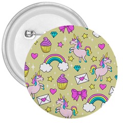 Cute Unicorn Pattern 3  Buttons by Valentinaart