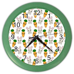 Easter Kawaii Pattern Color Wall Clocks by Valentinaart