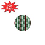 Fabric Textile Texture Green White 1  Mini Magnets (100 pack)  Front