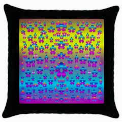 Flowers In The Most Beautiful Sunshine Throw Pillow Case (black) by pepitasart