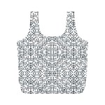 Black And White Ethnic Geometric Pattern Full Print Recycle Bags (M)  Front