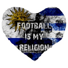 Football Is My Religion Large 19  Premium Flano Heart Shape Cushions by Valentinaart