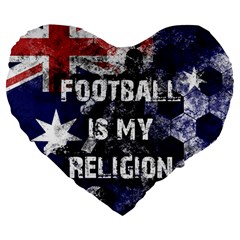 Football Is My Religion Large 19  Premium Flano Heart Shape Cushions by Valentinaart