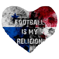 Football Is My Religion Large 19  Premium Flano Heart Shape Cushions by Valentinaart