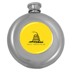 Gadsden Flag Don t Tread On Me Round Hip Flask (5 Oz) by snek