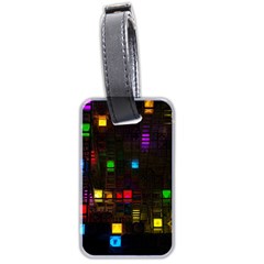 Abstract 3d Cg Digital Art Colors Cubes Square Shapes Pattern Dark Luggage Tags (two Sides) by Sapixe