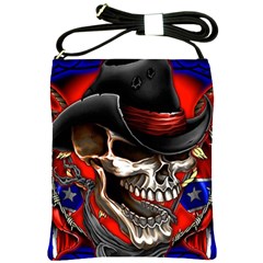 Confederate Flag Usa America United States Csa Civil War Rebel Dixie Military Poster Skull Shoulder Sling Bags by Sapixe