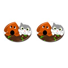 Baby Decoration Cat Dog Stuff Cufflinks (oval) by Nexatart