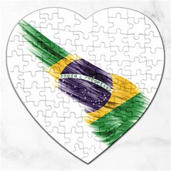 Flag Of Brazil Jigsaw Puzzle (heart) by Sapixe