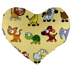 Group Of Animals Graphic Large 19  Premium Heart Shape Cushions by Sapixe