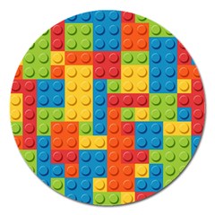 Lego Bricks Pattern Magnet 5  (round) by Sapixe