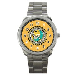 Madhubani Fish Indian Ethnic Pattern Sport Metal Watch