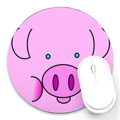 Pink Pig Christmas Xmas Stuffed Animal Round Mousepads by Sapixe