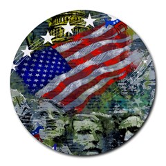 Usa United States Of America Images Independence Day Round Mousepads by Sapixe